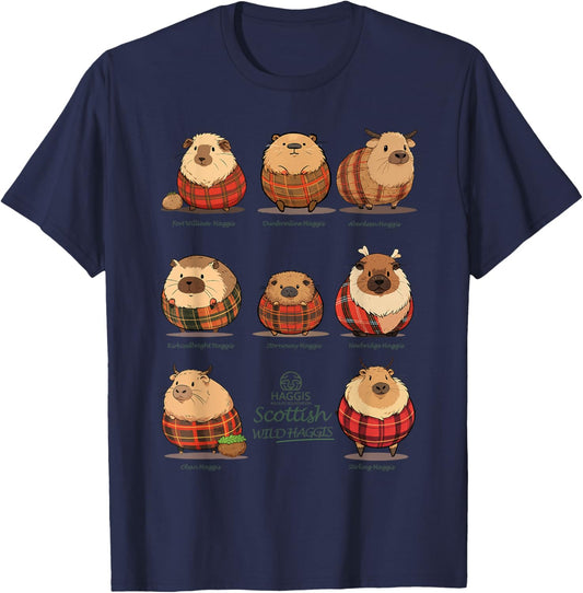 Haggis Wildlife Foundation -Adults Haggis Scottish Wild Haggis Black Small Classic Fit Mandarin Collar Short Sleeve T-Shirt - T-Shirt | Navy