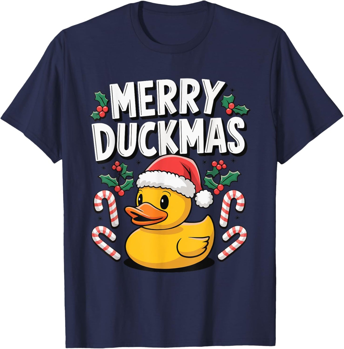 Merry Duckmas Christmas Rubber Duck T-Shirt - T-Shirt | Navy