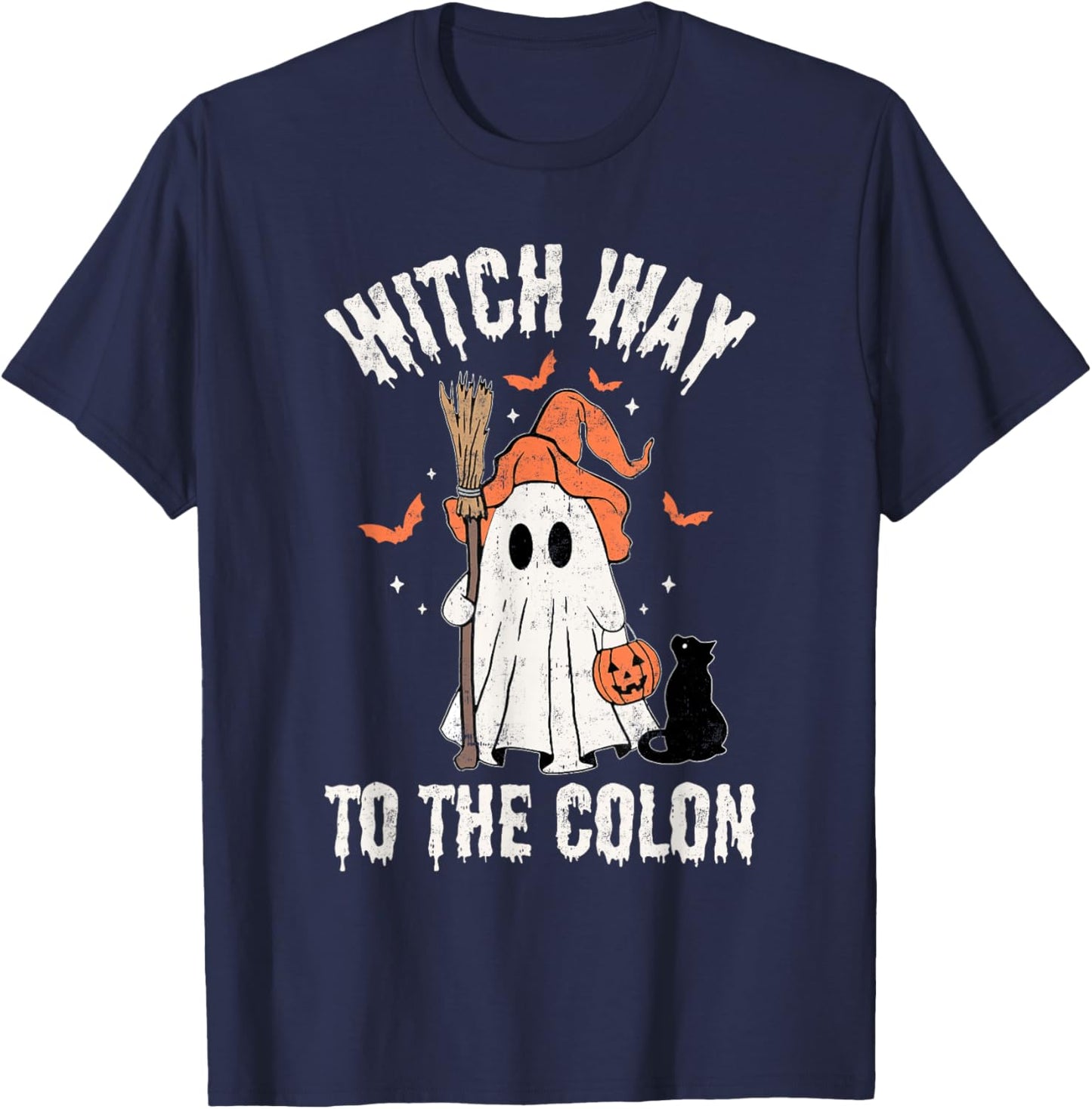 Witch Way To The Colon Gastrointestinal Endo Nurse Halloween T-Shirt - T-Shirt | Navy