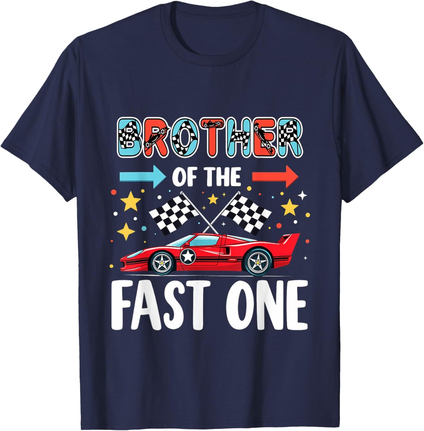 Car Racing 1st Birthday Brother Of The Fast One T-Shirt - T-Shirt | Navy