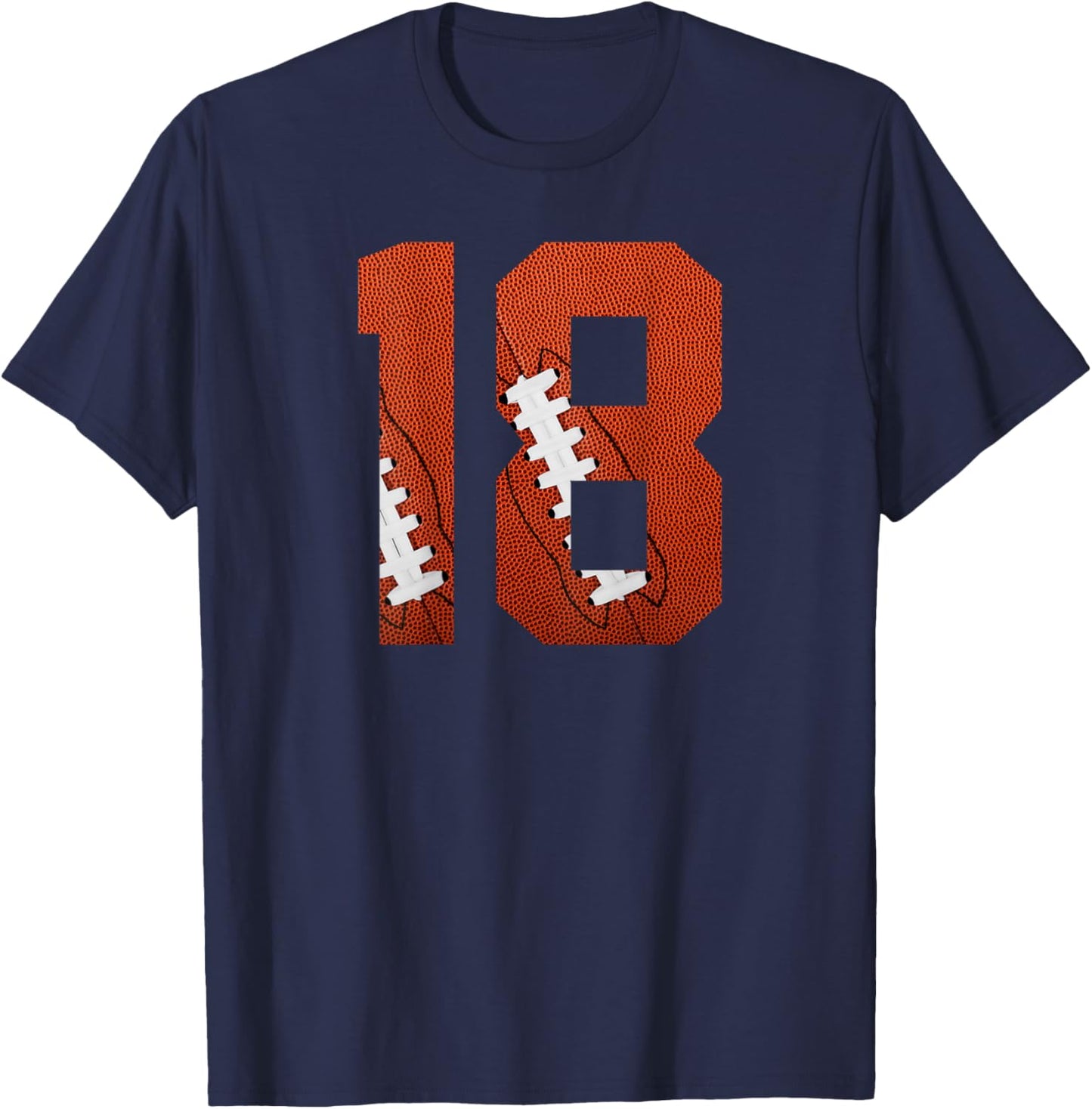 Number 18 BACKSIDE - American Football Jersey Numbered T-Shirt - T-Shirt | Navy