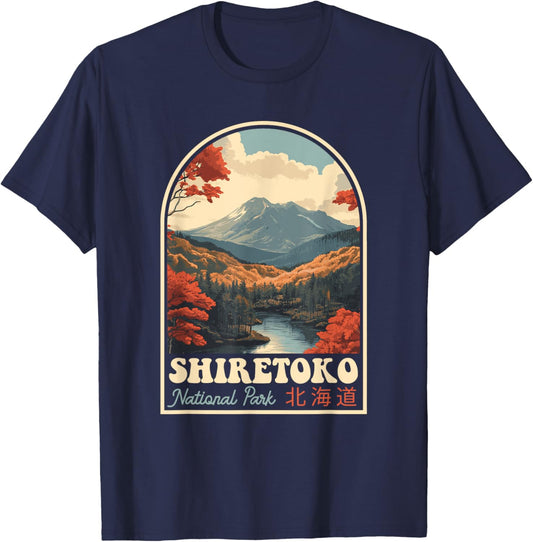 Shiretoko National Park Hokkaido Japan Retro Souvenir T-Shirt - T-Shirt | Navy