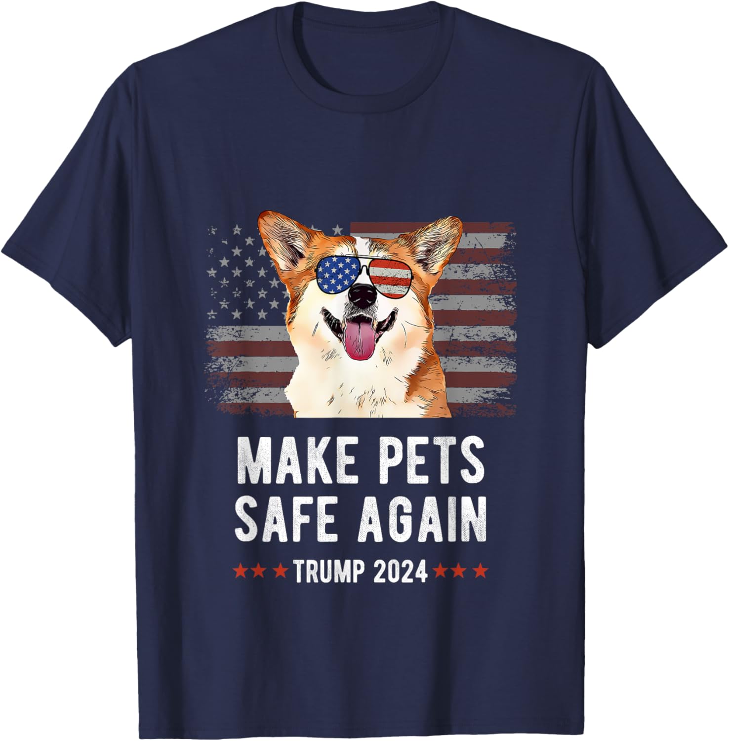 Make Pets Safe Again Corgi Dog Trump 2024 Women T-Shirt - T-Shirt | Navy