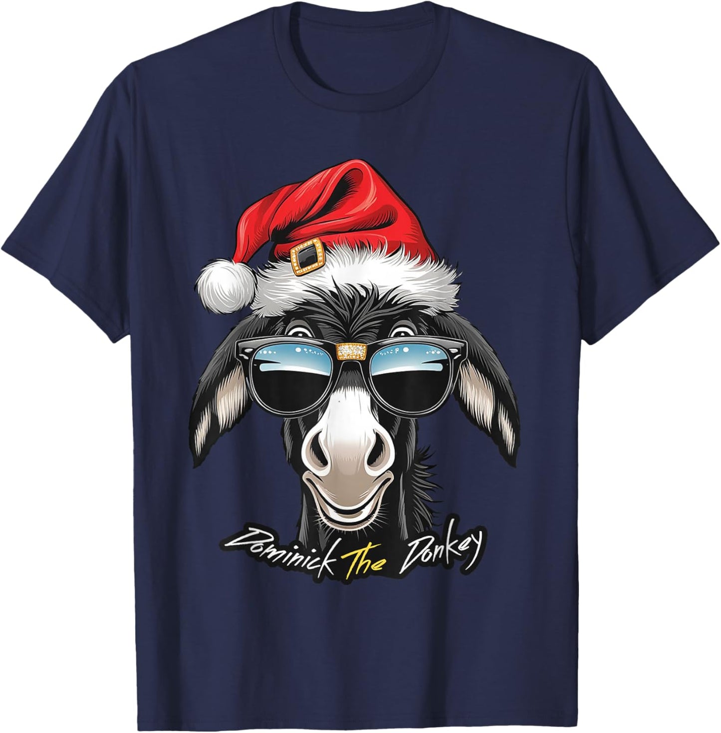 DONKEY FUNNY Dominick The Donkey Funny - -Adults, Blue, Small, Short Sleeve T-Shirt - T-Shirt | Navy