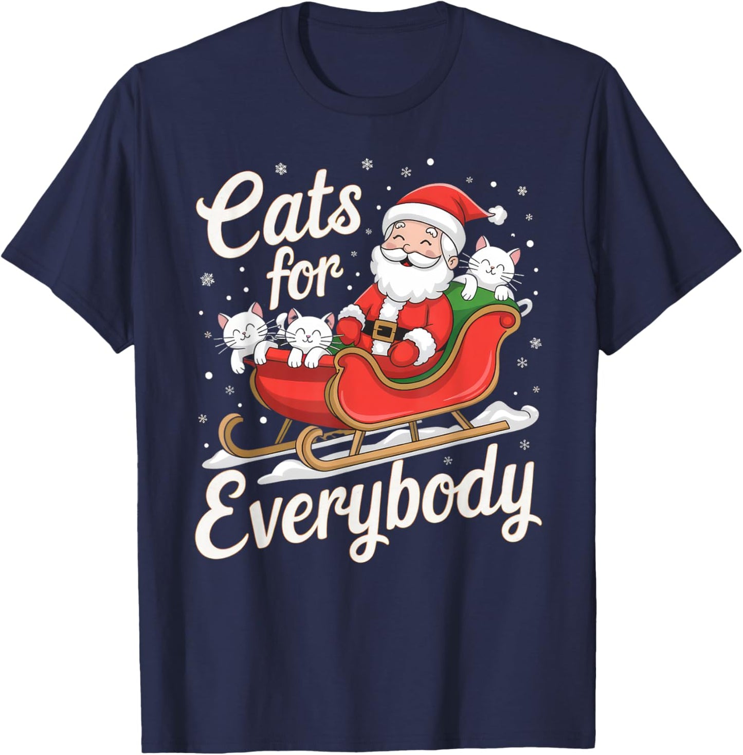 Cats for Everybody Christmas Shirt Funny Xmas Women Santa T-Shirt - T-Shirt | Navy