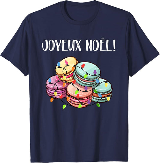 Merry Christmas in French / Macarons Joyeux Noel T-Shirt - T-Shirt | Navy
