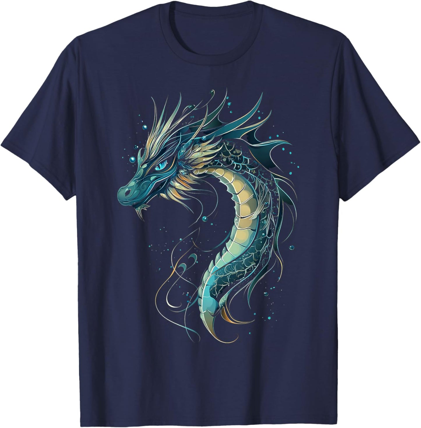 Sea Dragon Motif Mythical Illustration Sea Dragon T-Shirt - T-Shirt | Navy