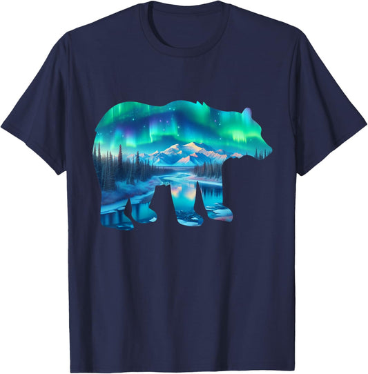 Alaska Northern Lights Aurora Borealis Denali National Park T-Shirt - T-Shirt | Navy