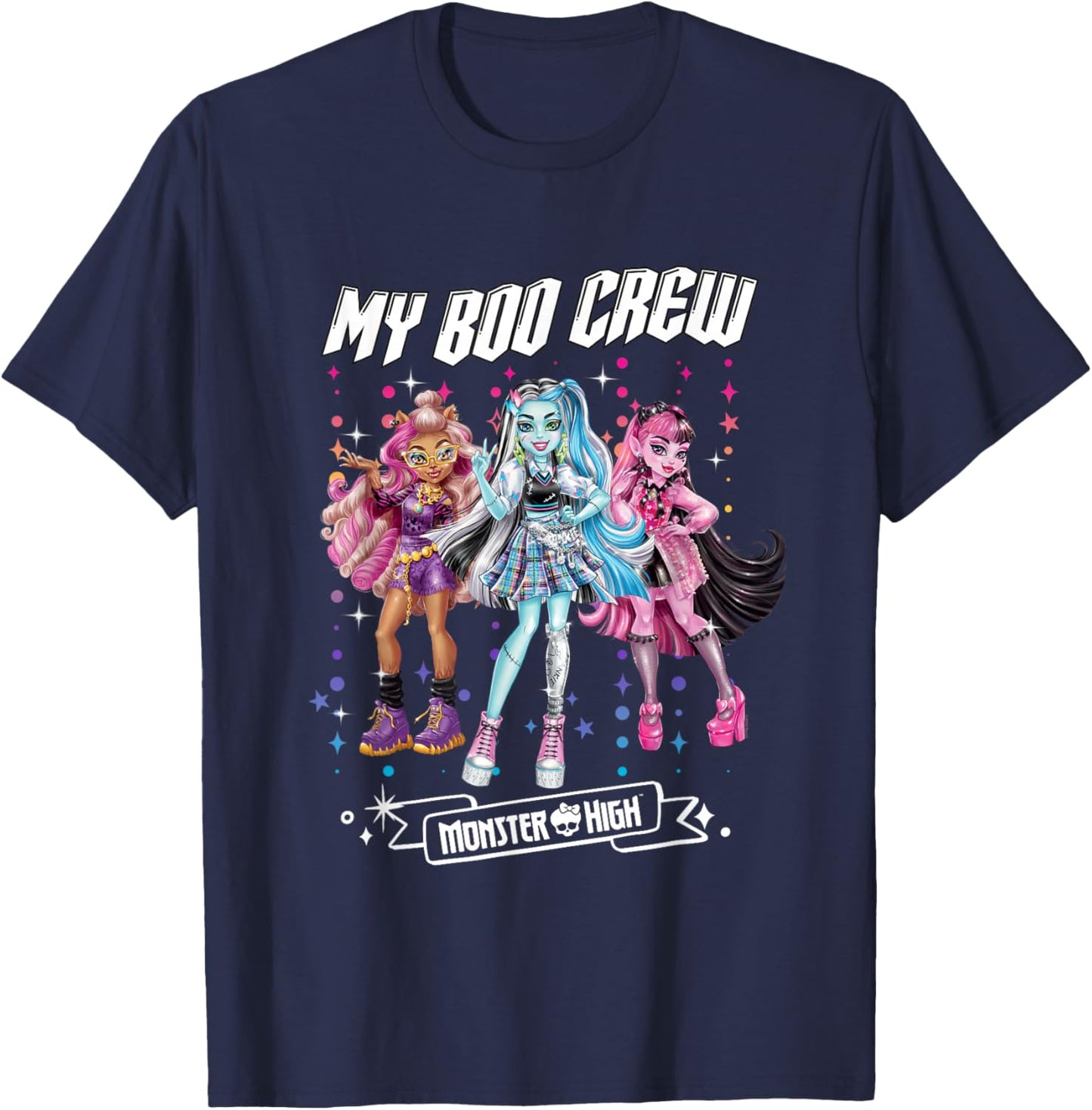 Monster High - My Boo Crew Clawdeen Frankie Draculaura T-Shirt - T-Shirt | Navy