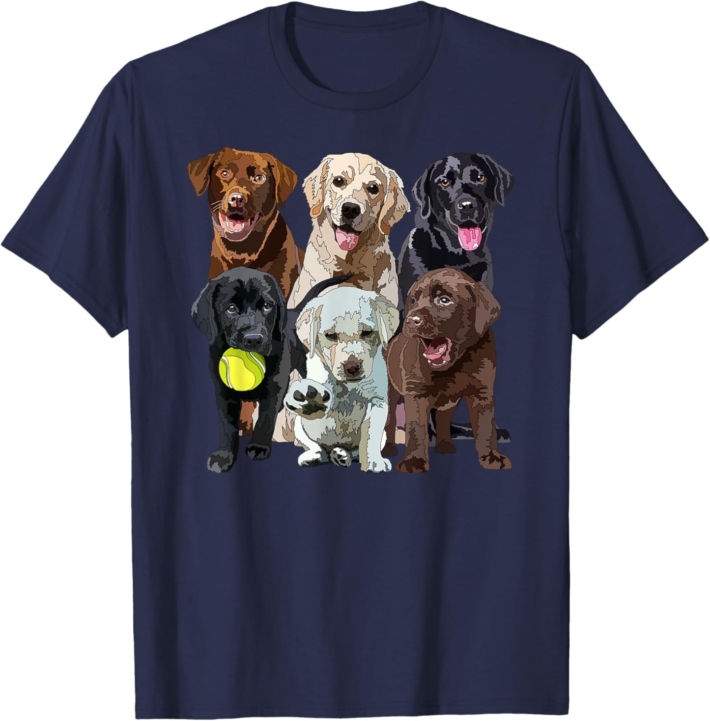 Labrador Retriever Lover Black Chocolate Yellow Lab Mom Dad T-Shirt - T-Shirt | Navy