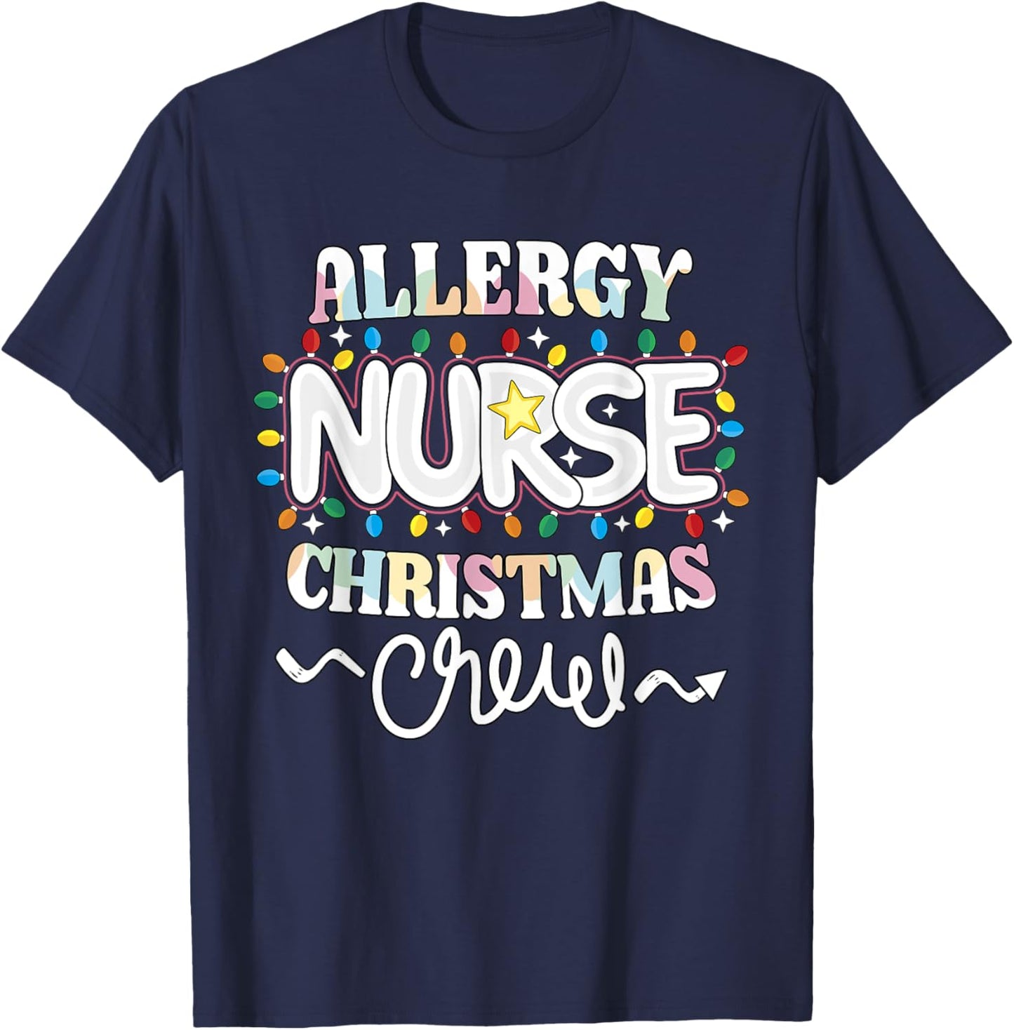 Allergy Nurse Christmas Crew Allergy/Immunology Nursing NP T-Shirt - T-Shirt | Navy