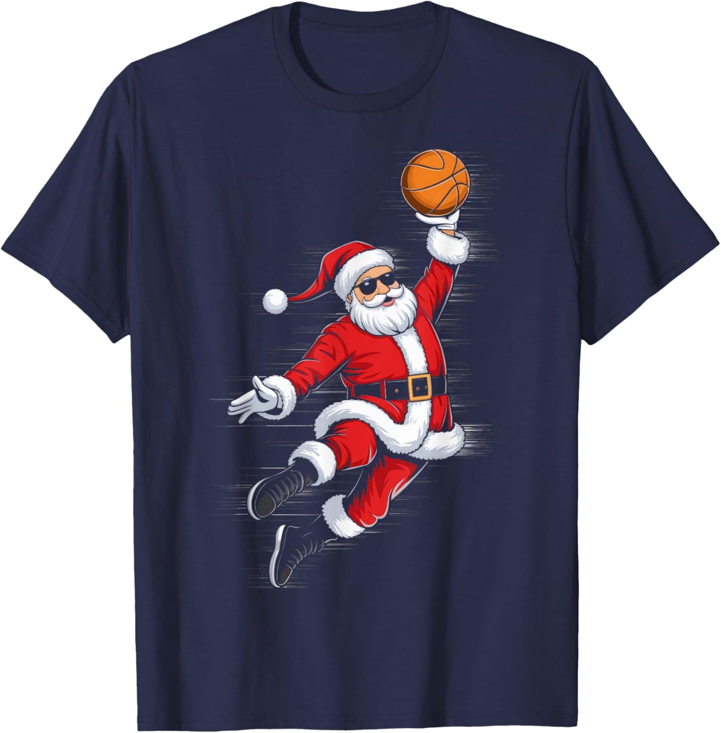Cute Dunking Santa Playing Basketball Christmas Sports T-Shirt - T-Shirt | Navy