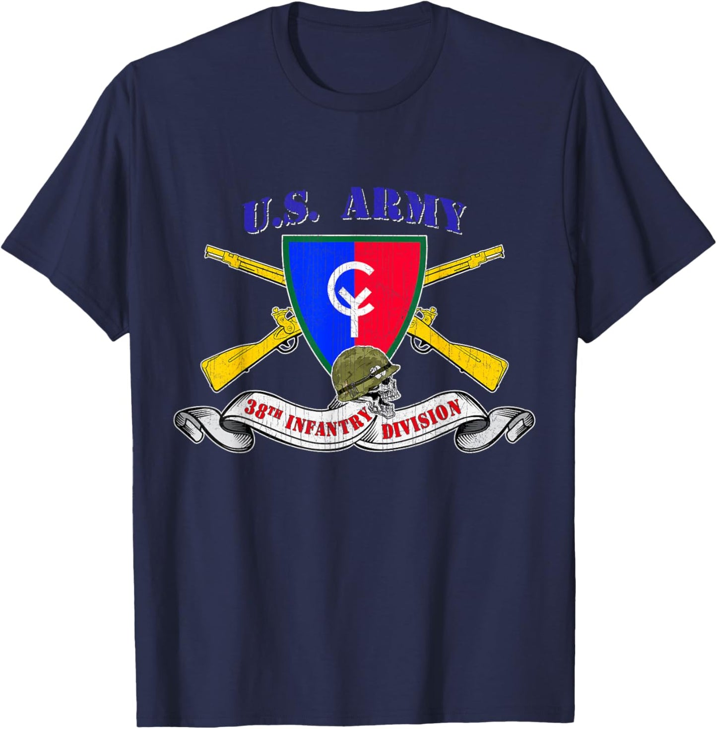 38th Infantry Division 38th ID Veteran Cyclone Division T-Shirt - T-Shirt | Navy