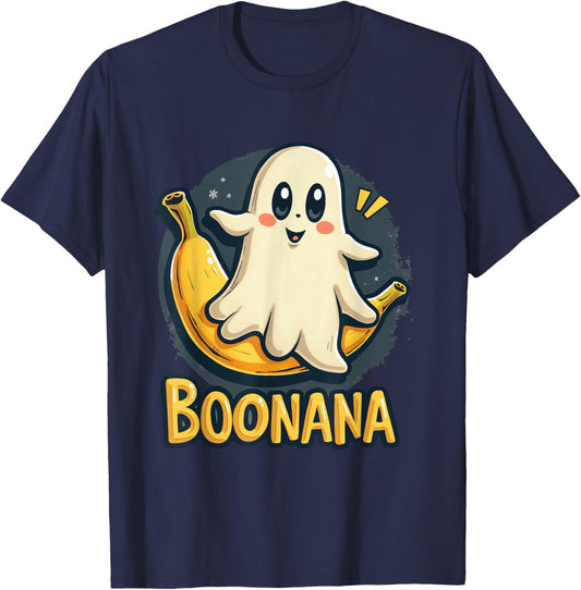 Boonana Halloween Cute Ghost Banana Fun Spooky Kawaii T-Shirt - T-Shirt | Navy