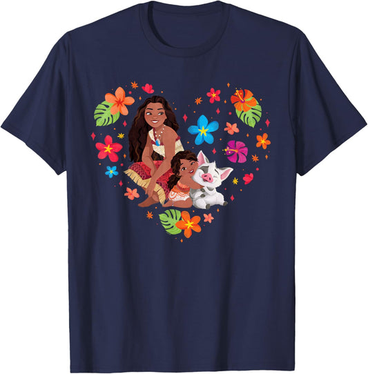 Disney Moana 2 Moana Simea and Pua Tropical Heart Sisters T-Shirt - T-Shirt | Navy