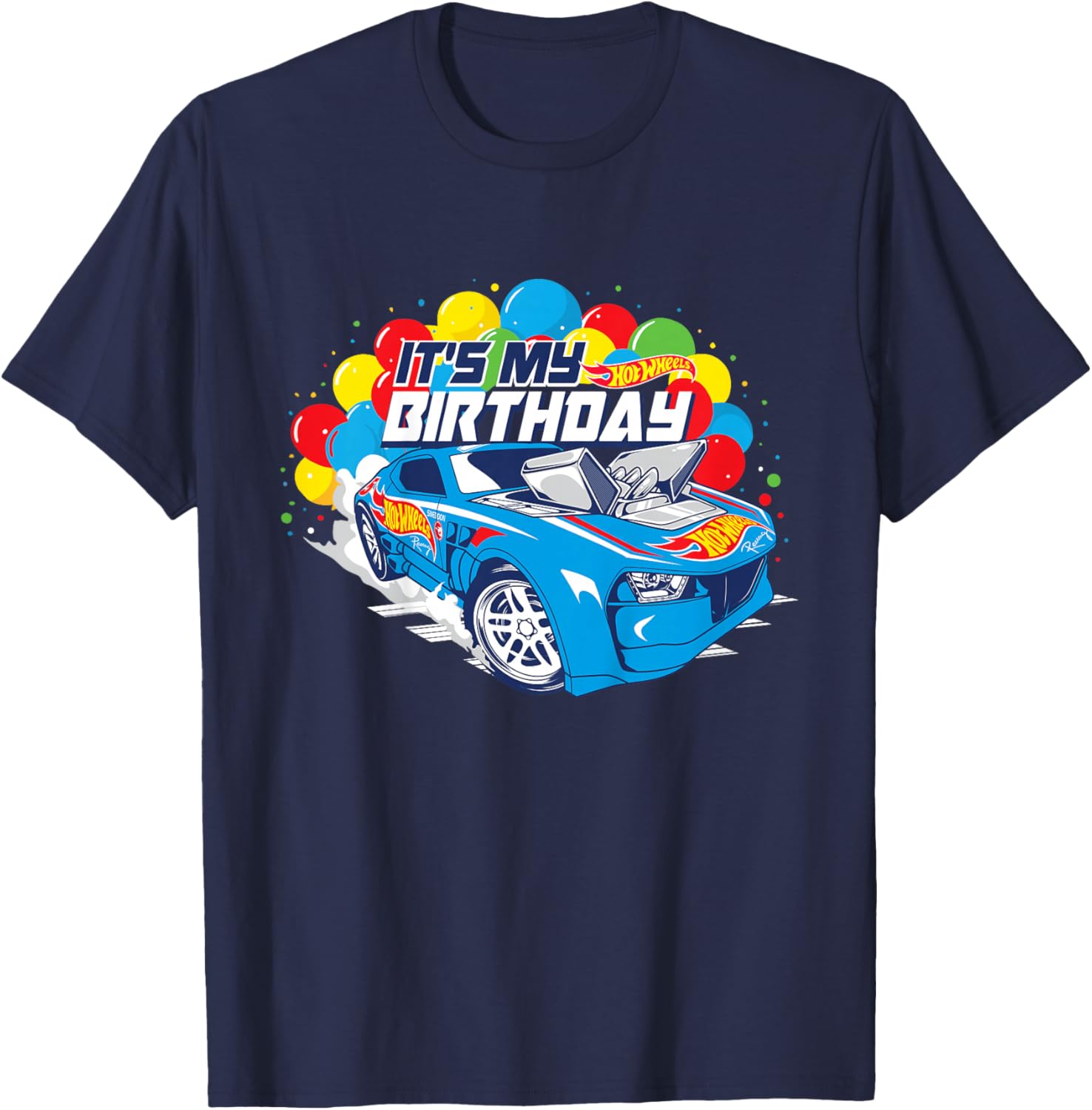 Kids Hot Wheels It's My Birthday Balloons T-Shirt - T-Shirt | Navy