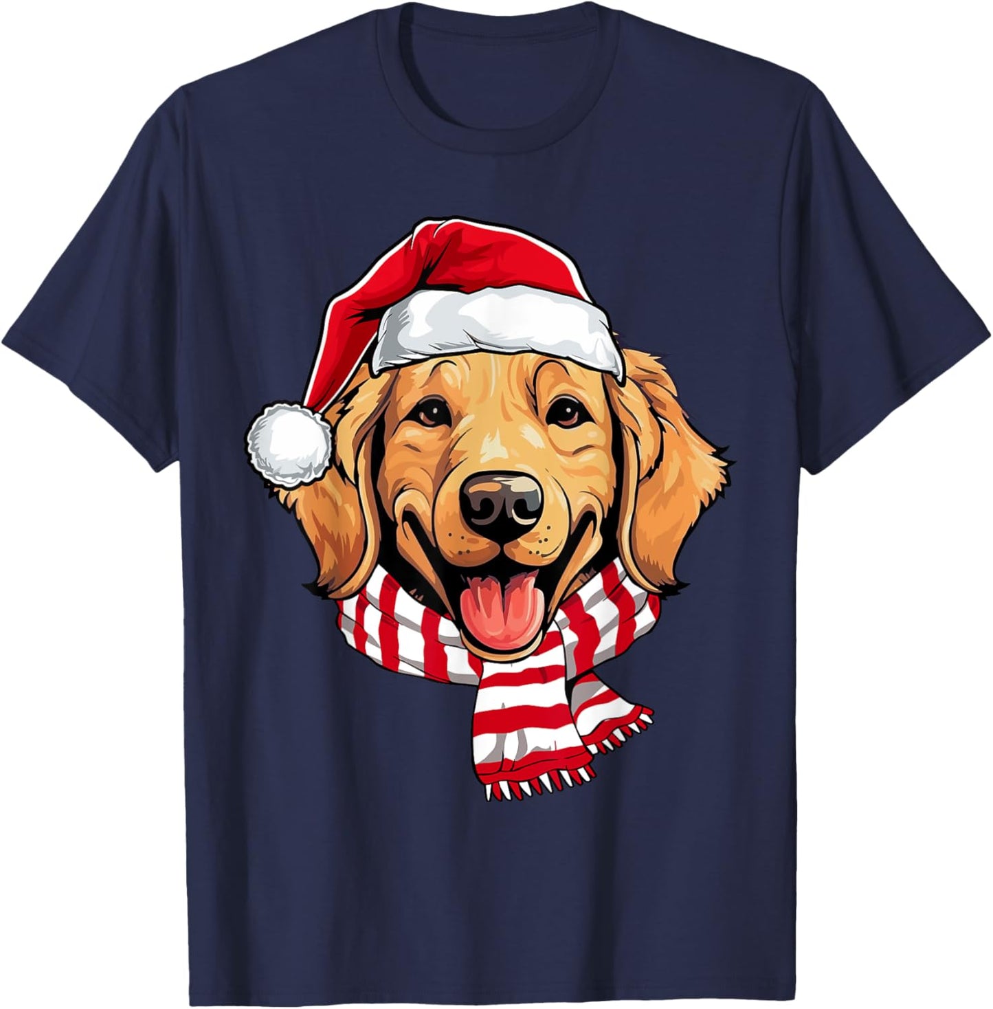 Santa Golden Retriever Christmas Dog Lover Men Women Kids T-Shirt - T-Shirt | Navy