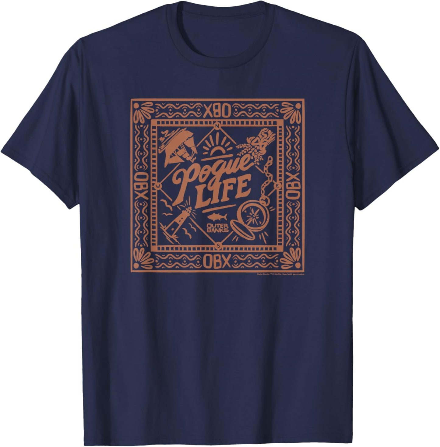 Outer Banks Pogue Life Square Stamp T-Shirt - T-Shirt | Navy