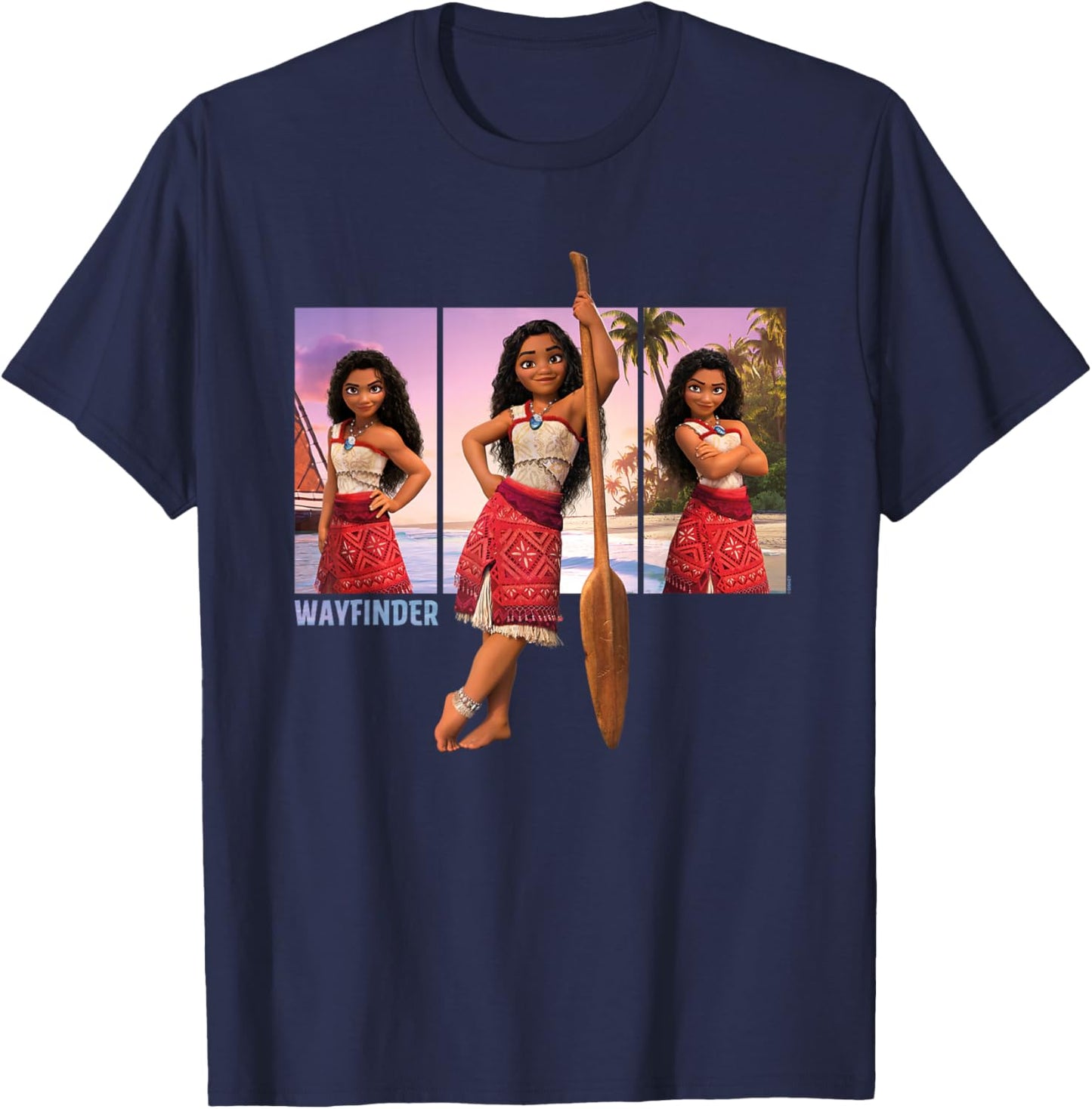 Disney Moana 2 Wayfinder Moana with Oar Pose Trio T-Shirt - T-Shirt | Navy