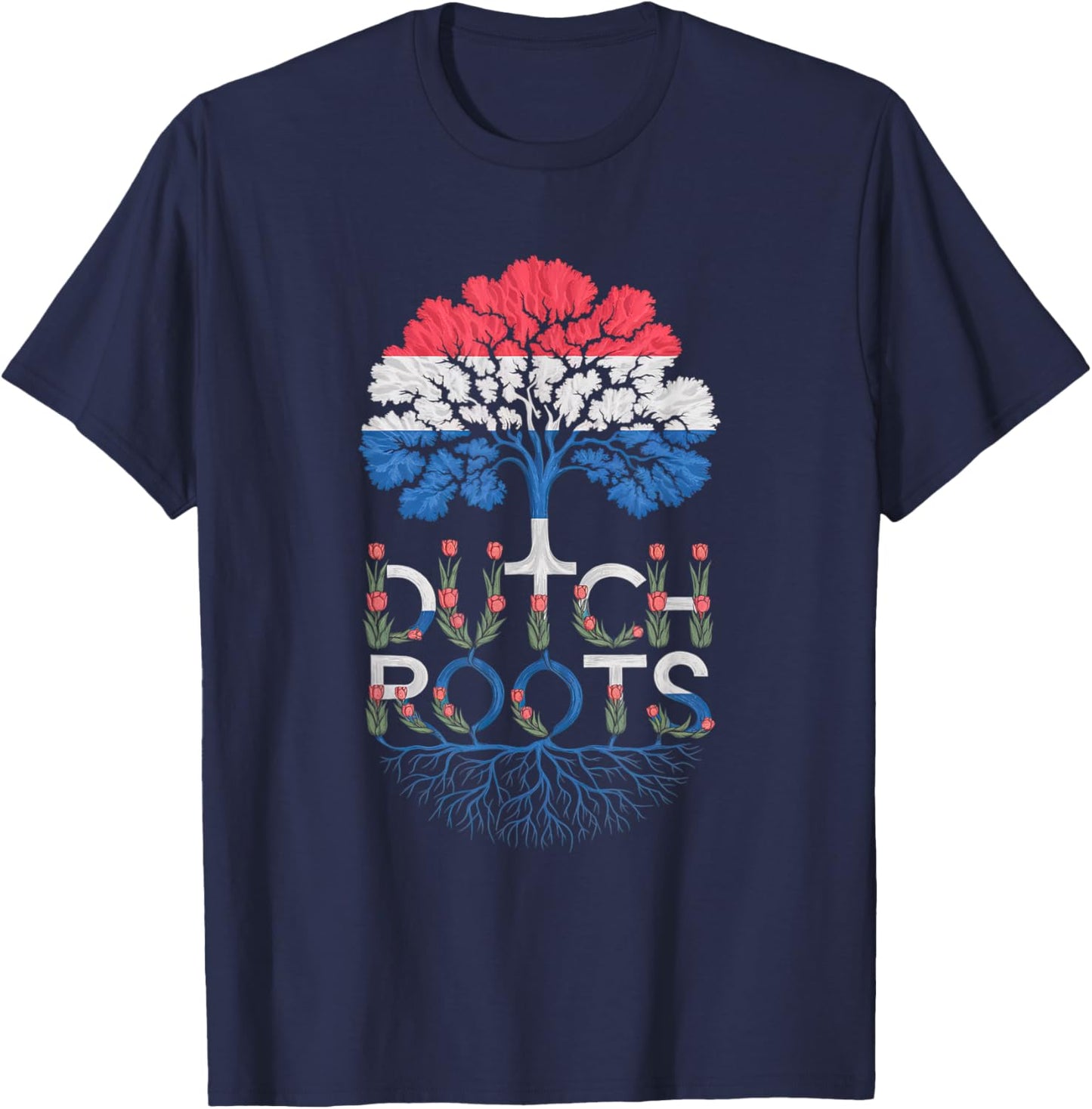 Dutch Roots - Netherlands Flag Colors Family Tree Souvenir T-Shirt - T-Shirt | Navy