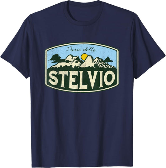 Italian mountain Stelvio pass Strada Statale 38 Stilfser Joc T-Shirt - T-Shirt | Navy