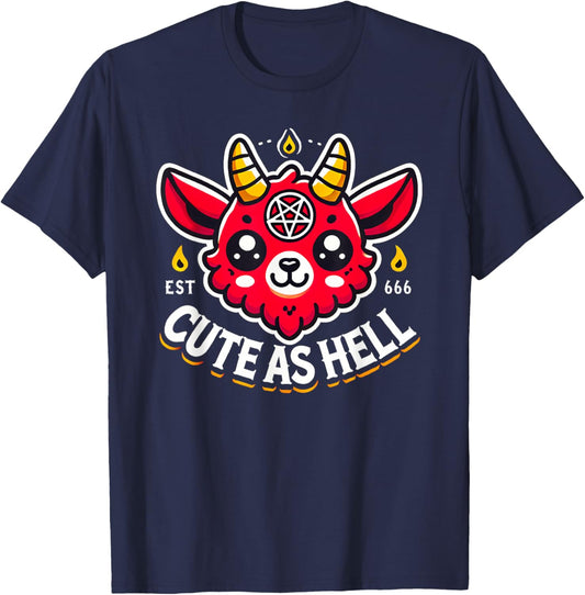 Funny Satanic Occult Cute As Hell Baphomet T-Shirt - T-Shirt | Navy