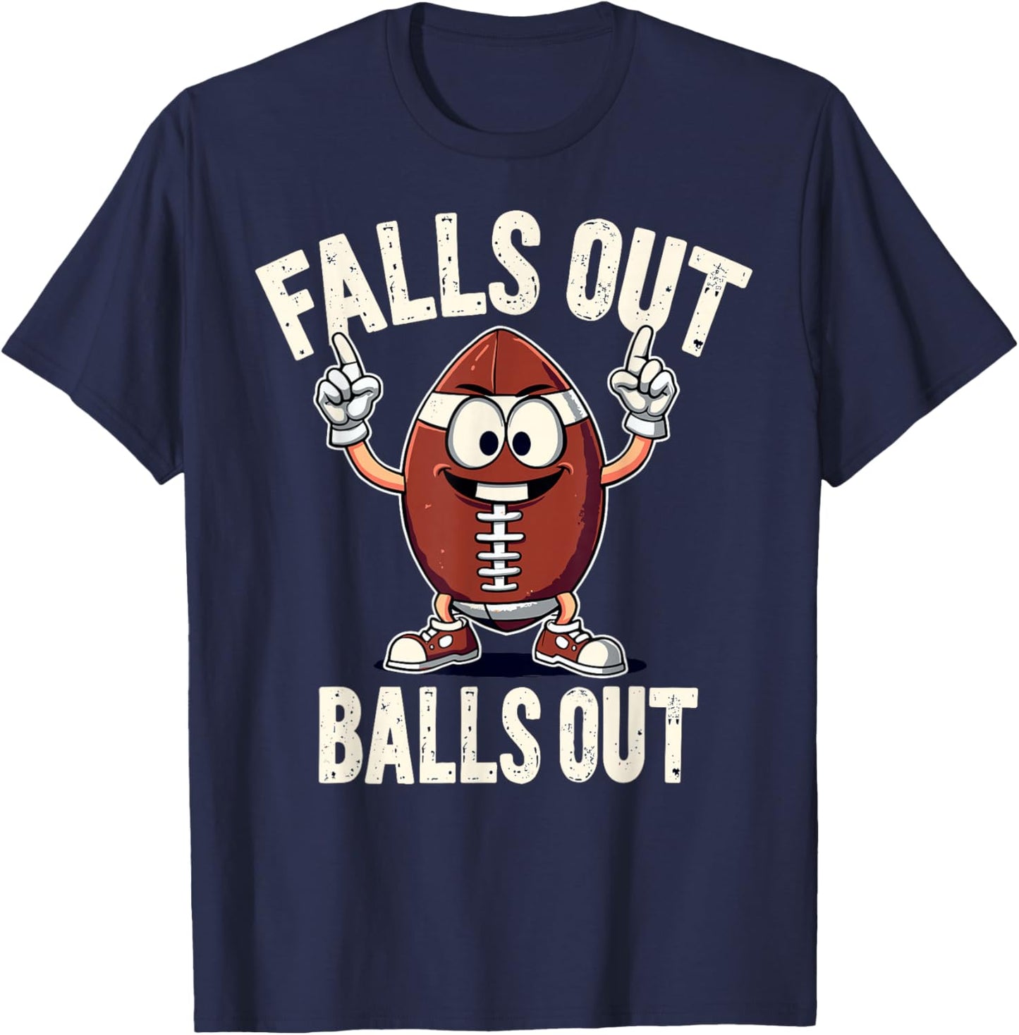 Falls Out Balls Out Football Fanny Thanksgiving Autumn T-Shirt - T-Shirt | Navy