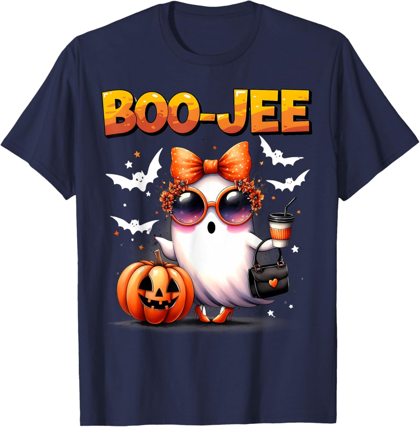 Funny Boo-Jee Ghost Halloween Boo Jee Ghost Spooky Season T-Shirt - T-Shirt | Navy