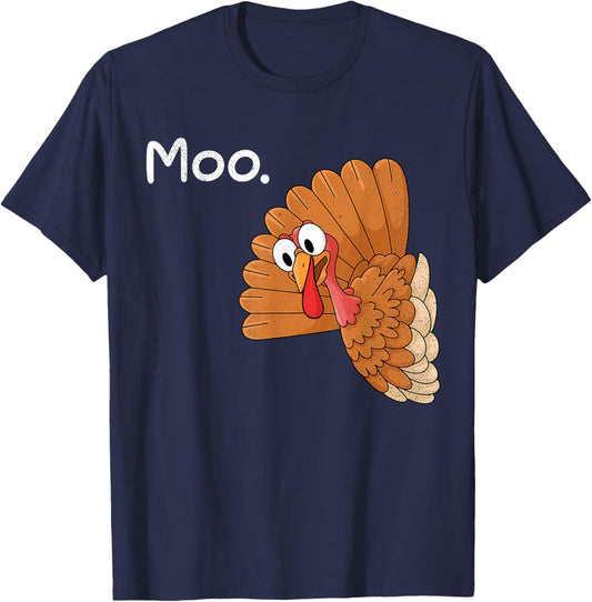 Funny Thanksgiving Turkey Moo I'm A Cow Men Women Kids T-Shirt - T-Shirt | Navy