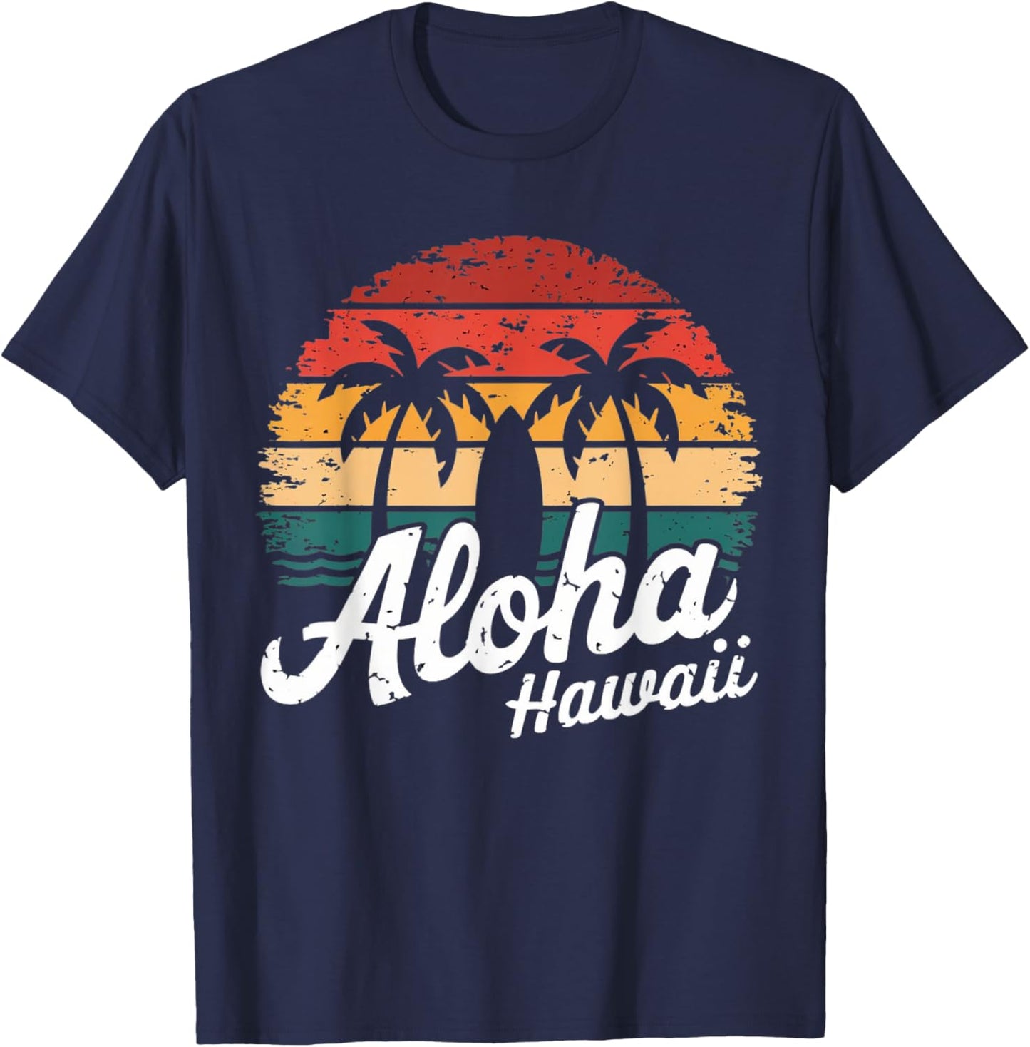 Aloha Hawaii Hawaiian Island sun Beach Surfboard Surf squad T-Shirt - T-Shirt | Navy