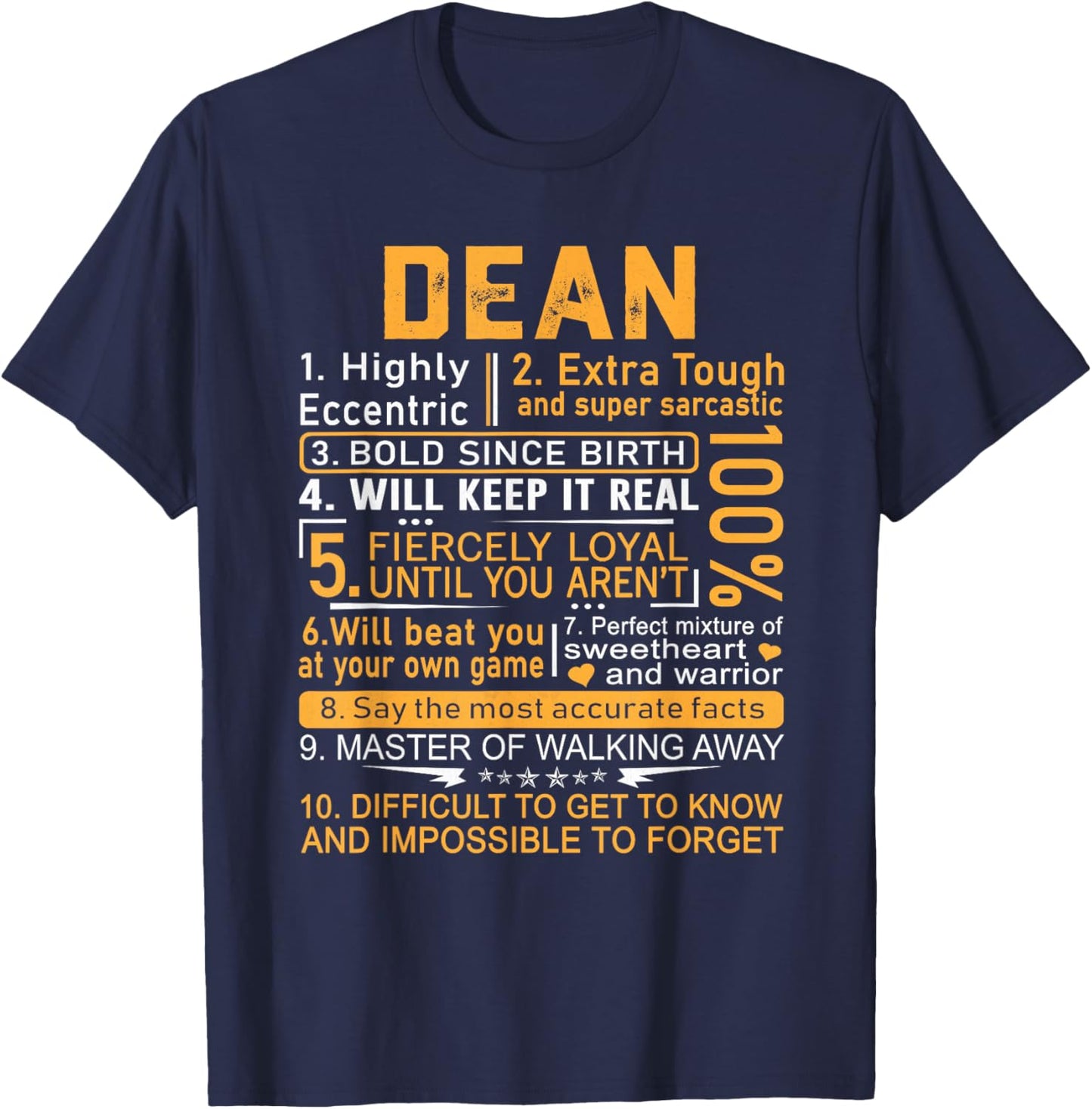 Dean Name Shirt Personalized Dean First Name T-Shirt - T-Shirt | Navy
