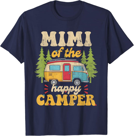 Mimi of Happy Camper 1st Birthday Party Retro Mimi T-Shirt - T-Shirt | Navy