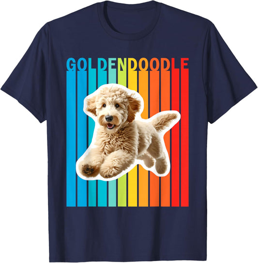 Colorful Goldendoodle T-Shirt - T-Shirt | Navy