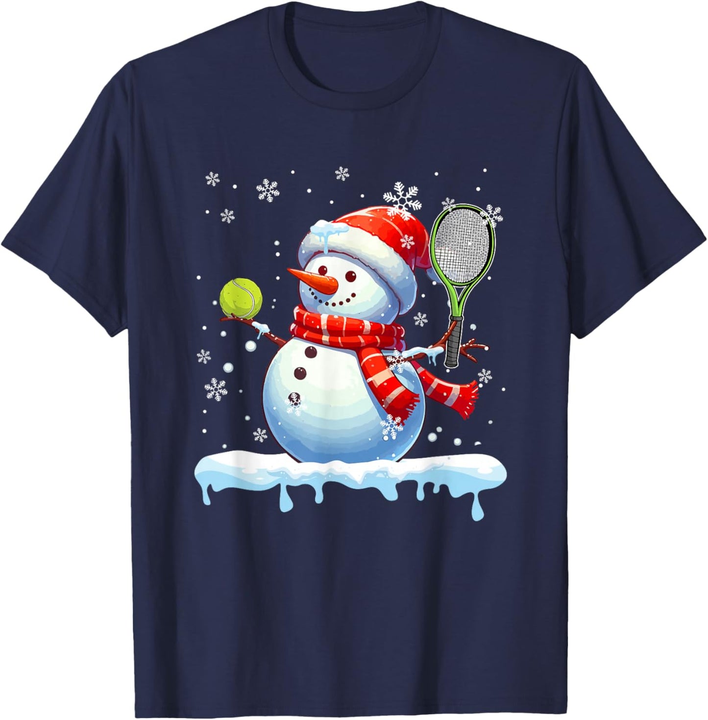 Snowman Playing Tennis Christmas Player Fan Lover Kids T-Shirt - T-Shirt | Navy