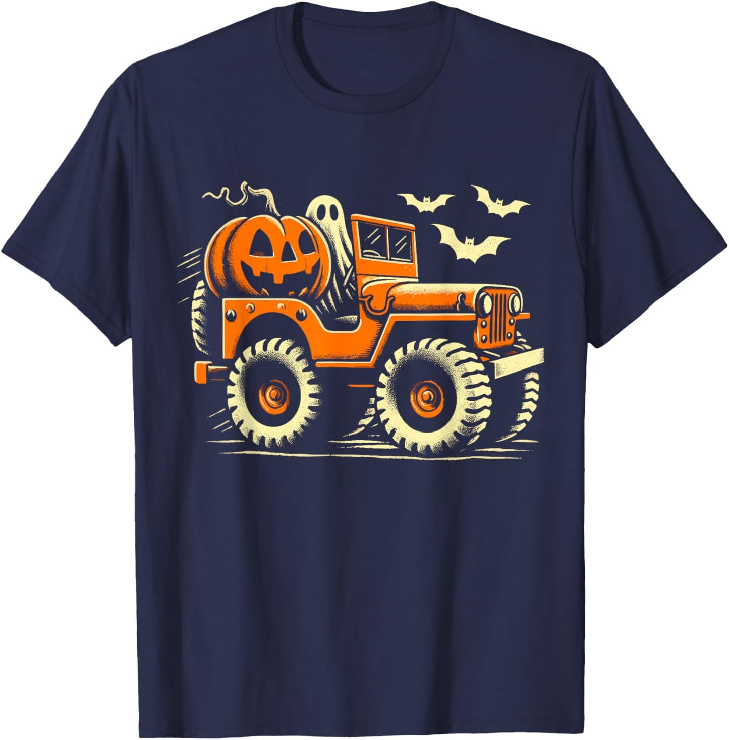 Halloween Monster Truck Ghost T-Shirt - T-Shirt | Navy
