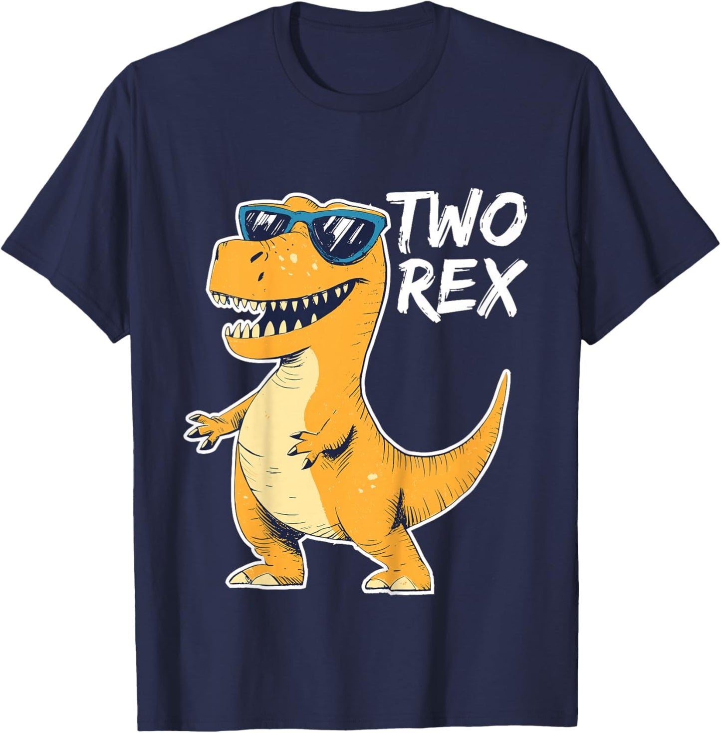 Two Rex 2nd Birthday Gifts Second Dinosaur Boy 2 Years Old T-Shirt - T-Shirt | Navy