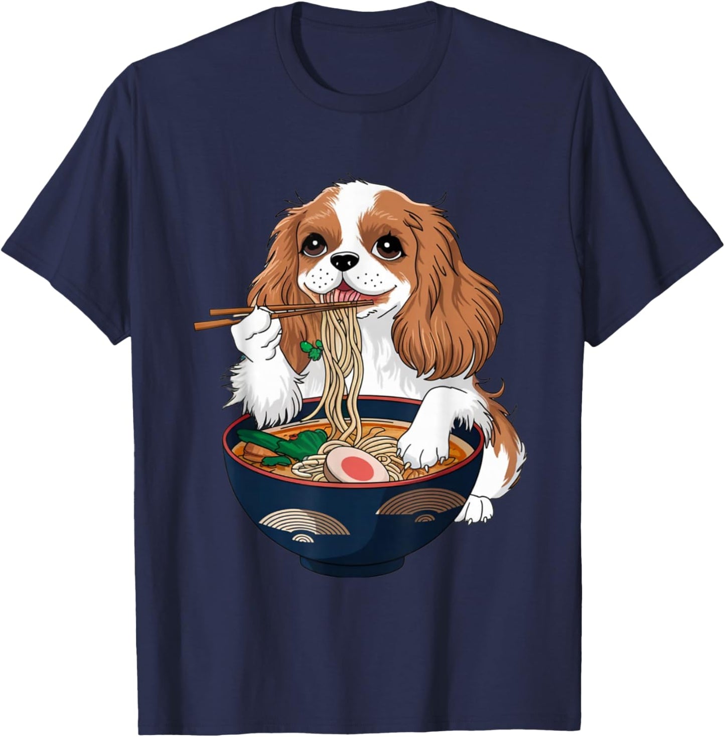Cavalier King Charles Spaniel Ramen T-Shirt - T-Shirt | Navy