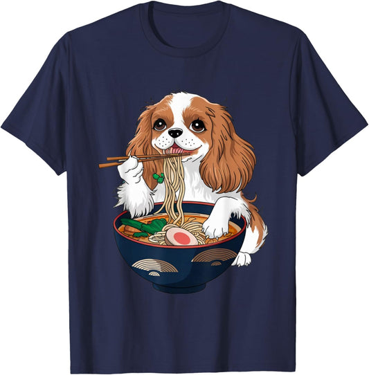 Cavalier King Charles Spaniel Ramen T-Shirt - T-Shirt | Navy