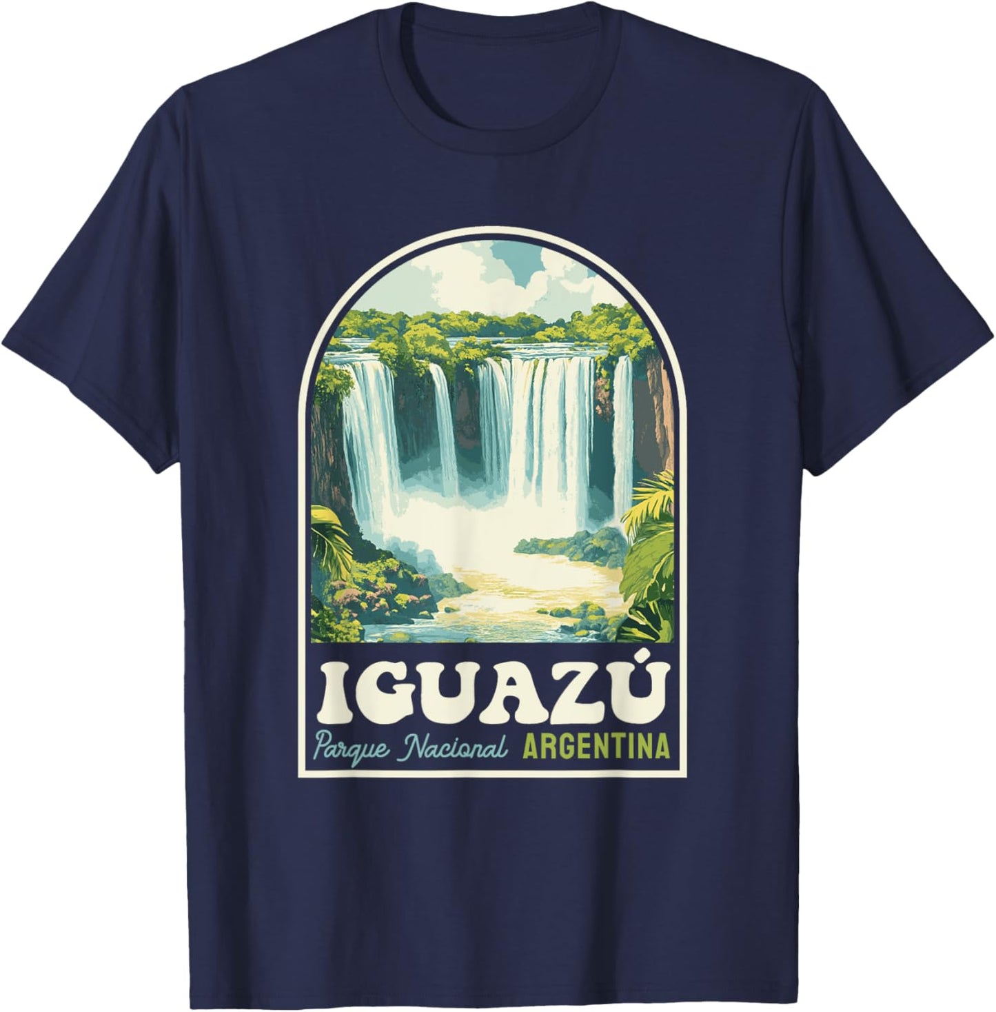 Iguazú Falls National Park Argentina Retro Travel Souvenir T-Shirt - T-Shirt | Navy