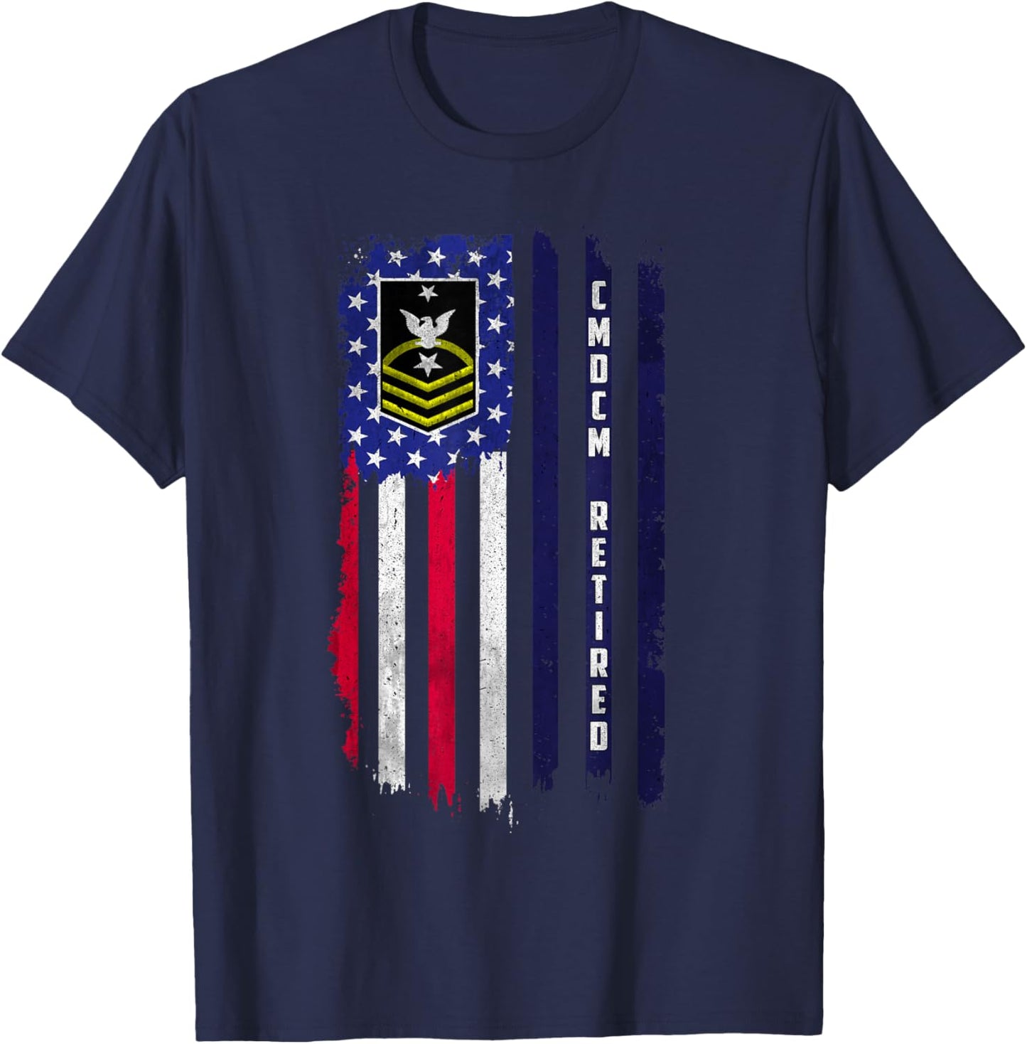 E-9 Command Master Chief Petty Officer Rank American Flag T-Shirt - T-Shirt | Navy