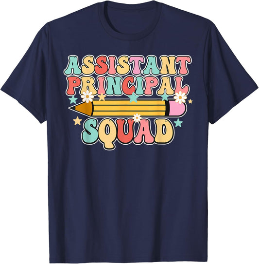 School Assistant Principal Squad Retro Back to School T-Shirt - T-Shirt | Navy
