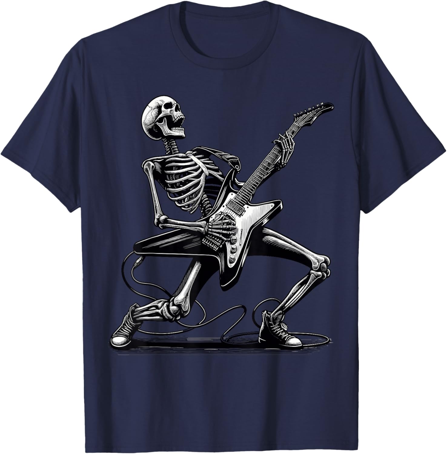 Skeleton Playing Guitar T-Shirt - T-Shirt | Navy