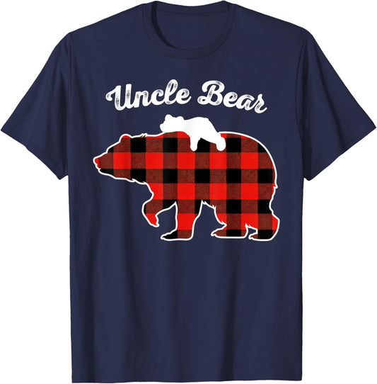 Uncle Bear Flannel Red Plaid Pajama Family Matching XMAS T-Shirt - T-Shirt | Navy