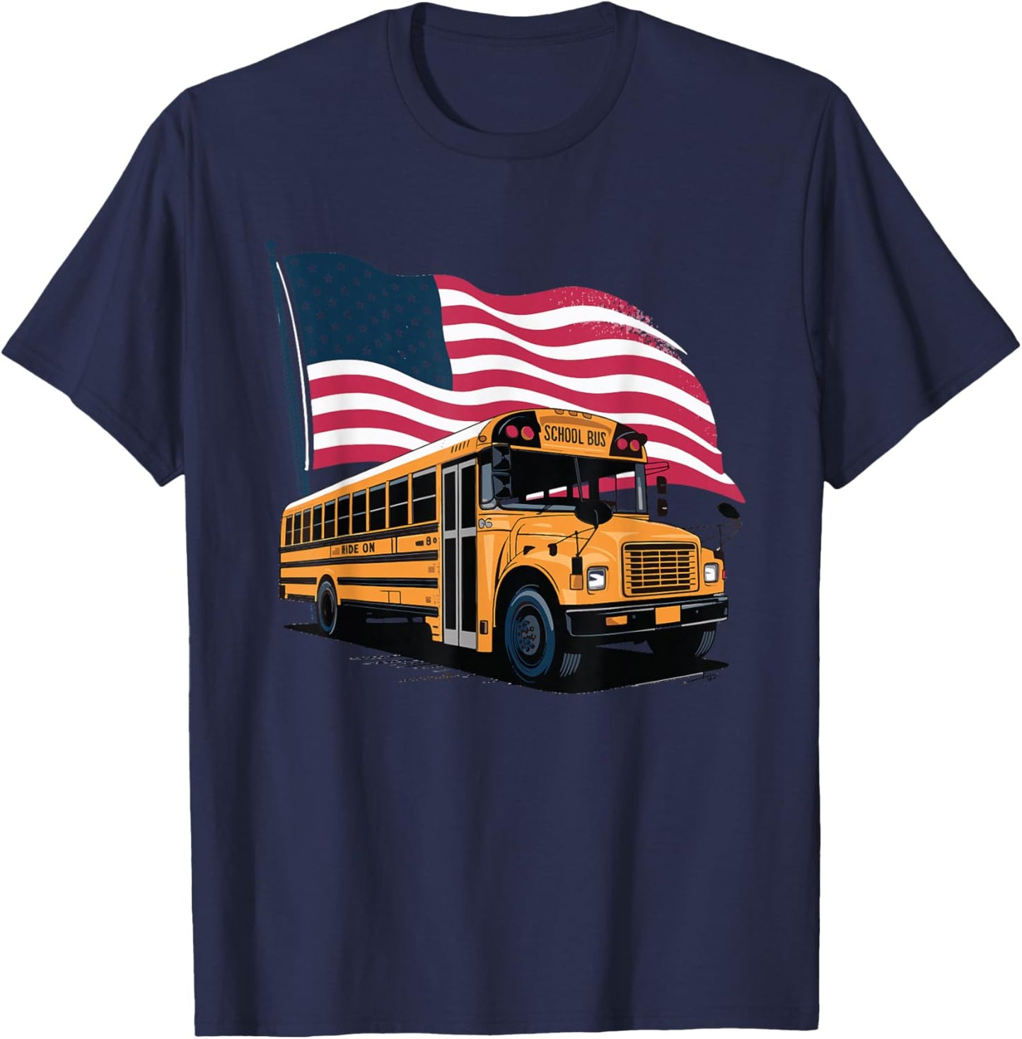 School Bus Driver USA Flag T-Shirt - T-Shirt | Navy