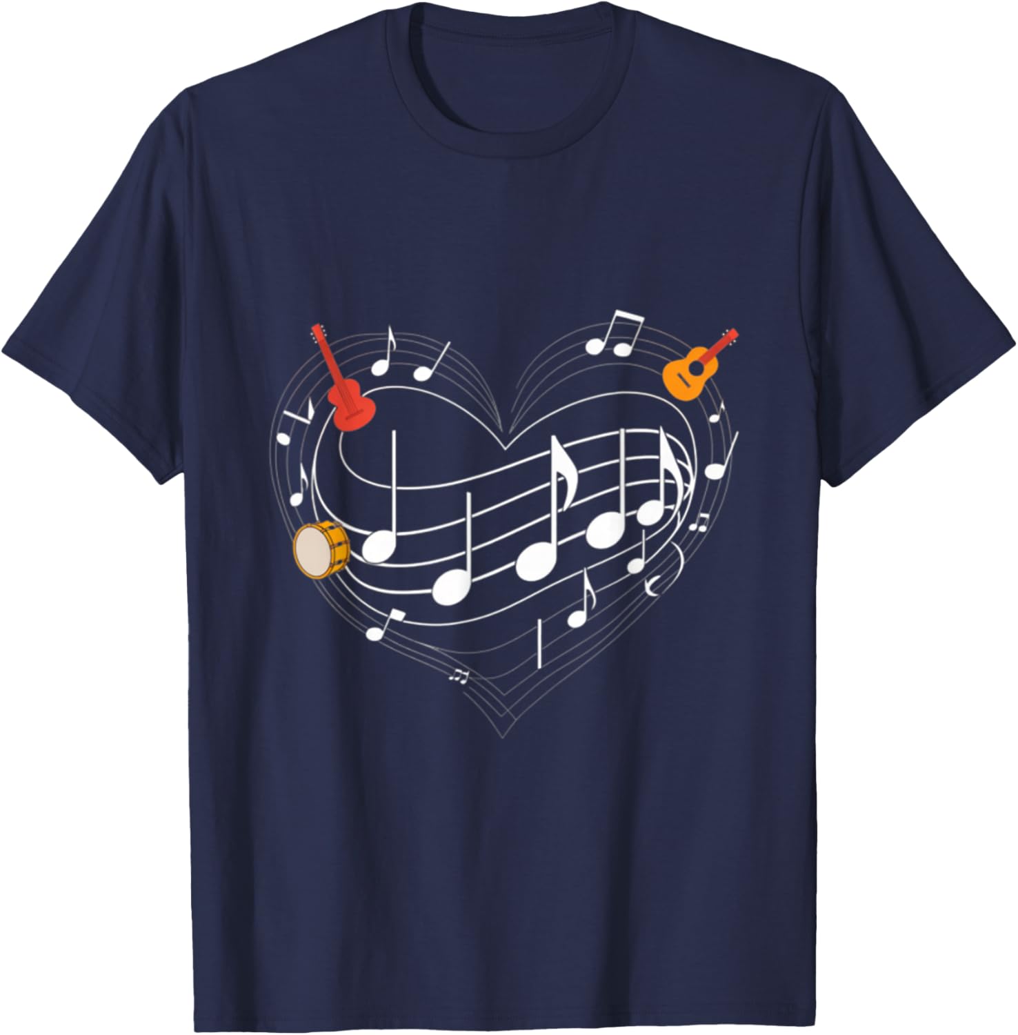 I Heart Music Musical Heart I Love Music Memes T-Shirt - T-Shirt | Navy
