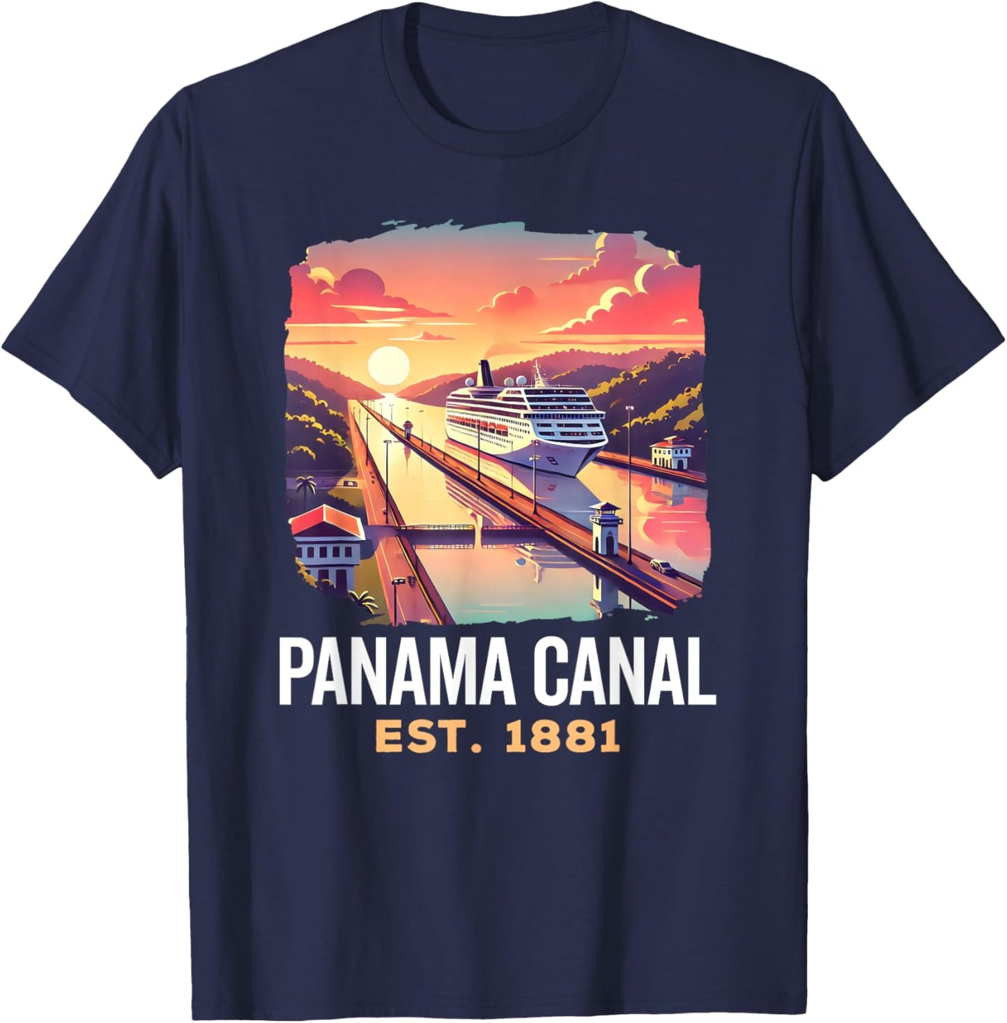 Vintage Panama Canal, Vintage Panama Canal Souvenir, Cruise T-Shirt - T-Shirt | Navy