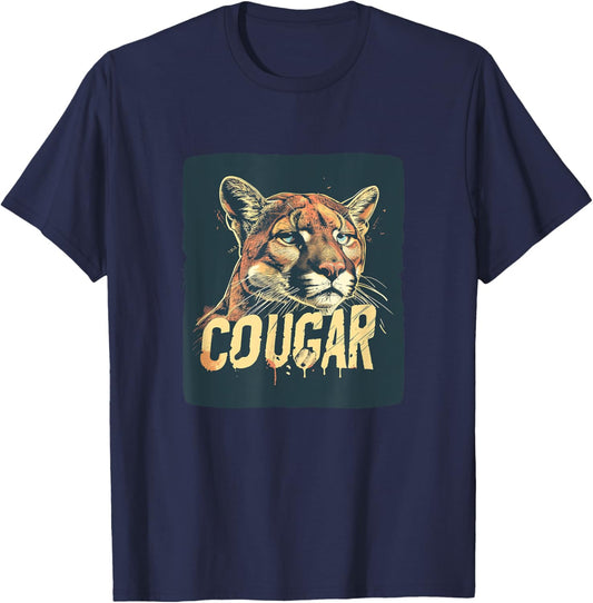 Pretty Cougar Face Outfit for Cougars Boys and Girls T-Shirt - T-Shirt | Navy
