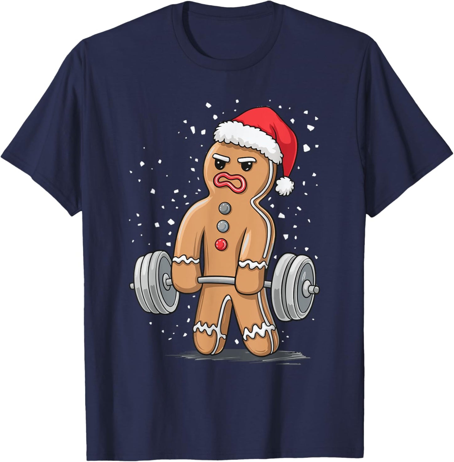 Gingerbread Weightlifting Workout Bodybuilding T-Shirt - T-Shirt | Navy