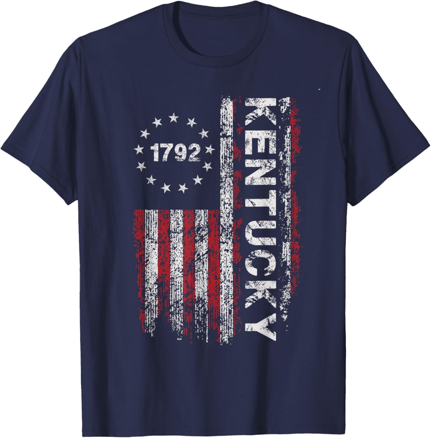 1792 Kentucky State US Flag Vintage Women Youth T-Shirt - T-Shirt | Navy