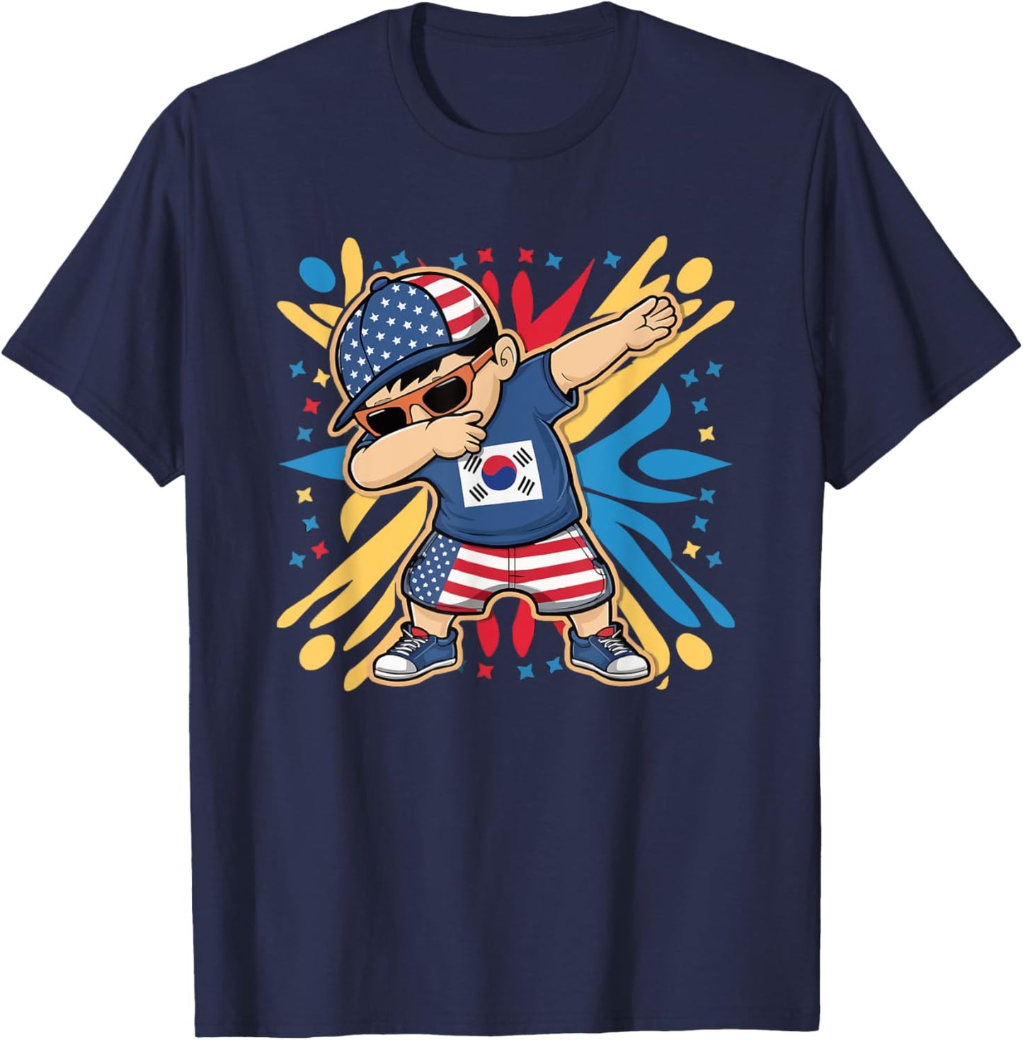Half Korean Half American USA Flag South Korea America T-Shirt - T-Shirt | Navy